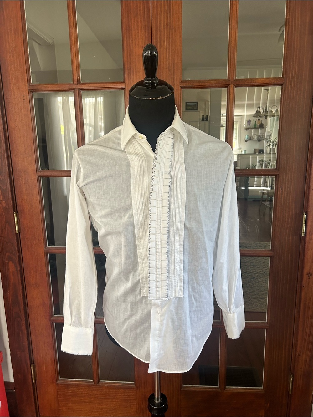 Vintage After Six Shirt White Tuxedo Wedding Prom Swanky Festive Mens 15 1/2 33